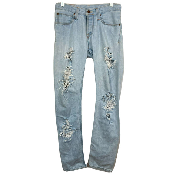 Big John x Rockin Jelly Bean Jeans Womens Sz 30 Japan Blue Cotton Ripped - Picture 1 of 14